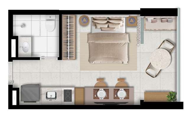 STUDIO PRIME COM VARANDA // 23,58 M² DE ÁREA PRIVATIVA